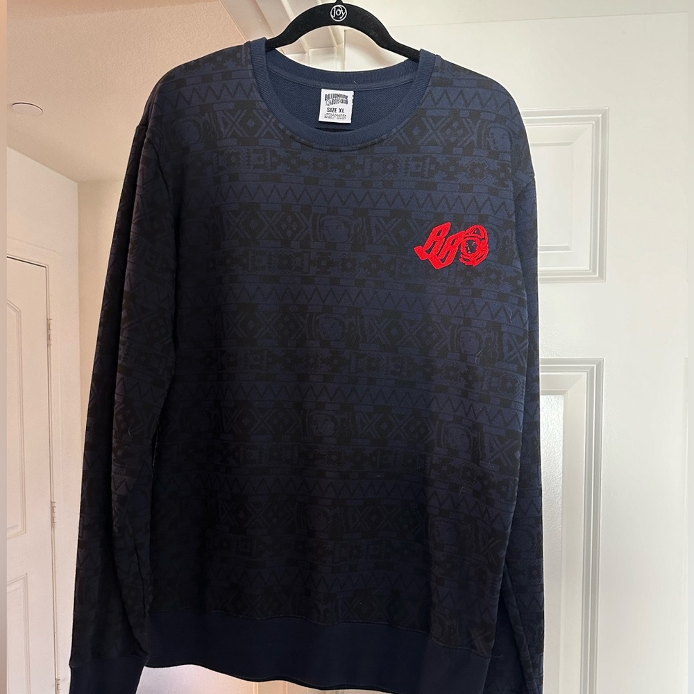 Billionaire Boys Club Navy Sweater with Chain-stitched embroidery- XL